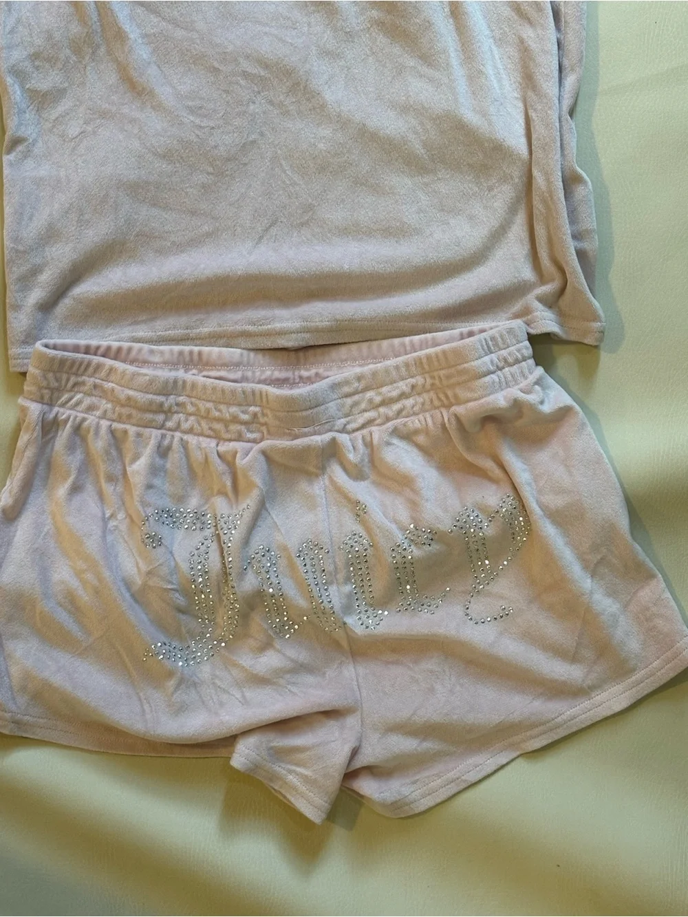 Juicy Couture Pink Set Top and Shorts with Rhinestone Logo